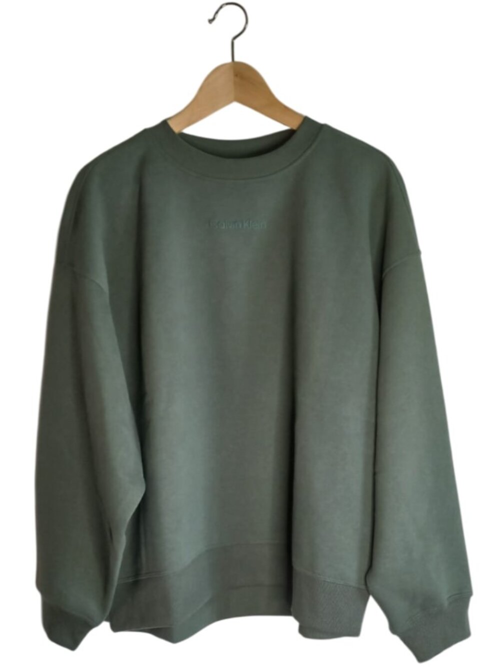 Calvin Klein Unisex Oversized Green Sweatshirt NWT Minimalist Crewneck Size S